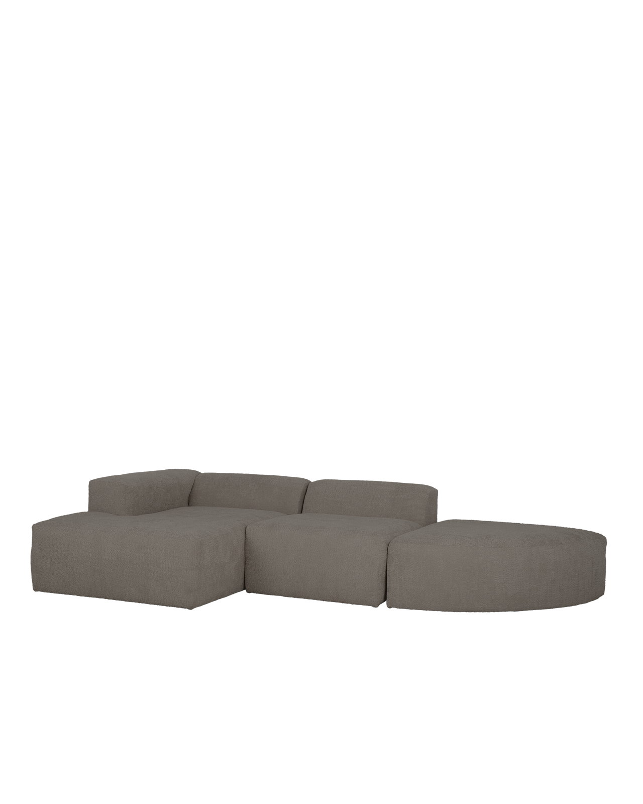 Sofá de 3 módulos curvo con chaise longue izquierdo bouclé gris oscuro 320x70x172cm