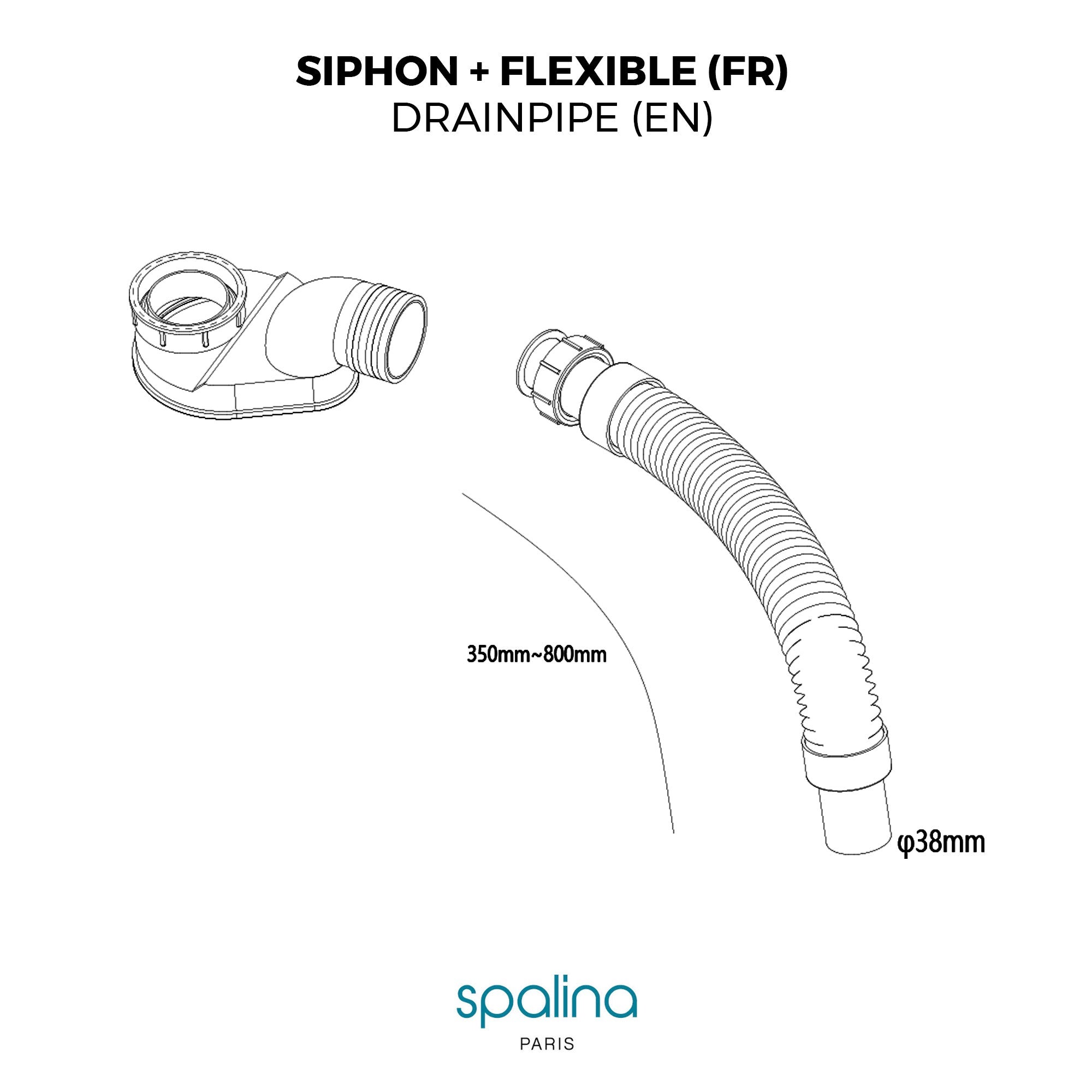 Accessoire Siphon extra plat + flexible 80 x8,94 x6,53 cm, by SPALINA - 6