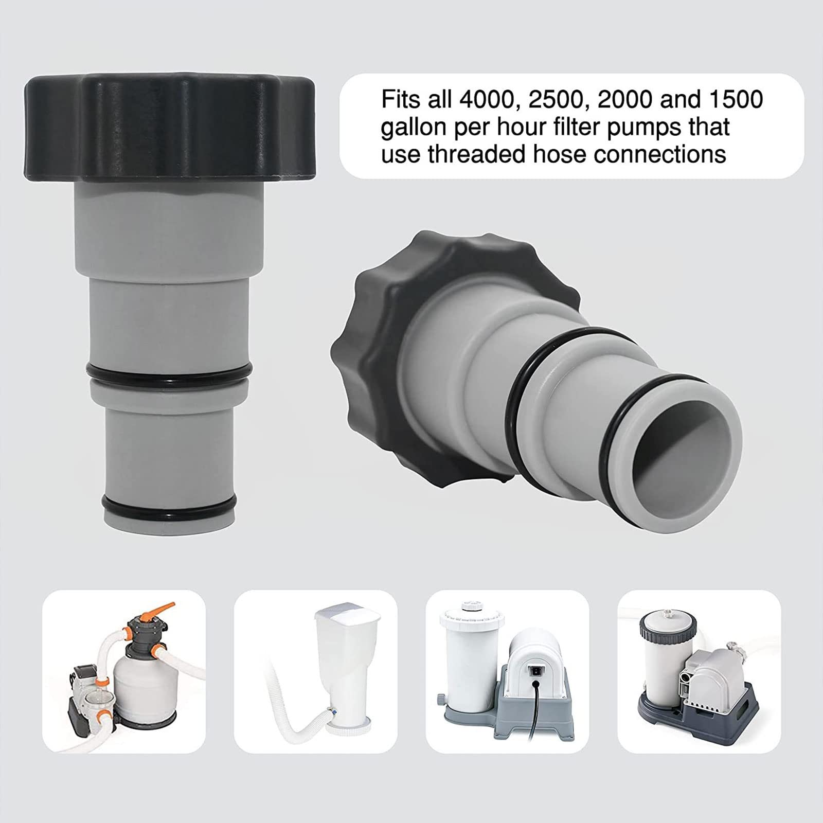 Kit Adattatori Per Tubo Piscina 2 Pezzi - Raccordo Da 1,25” Per Pompa Filtro Intex E Bestway - Con Fascette E Cacciavite