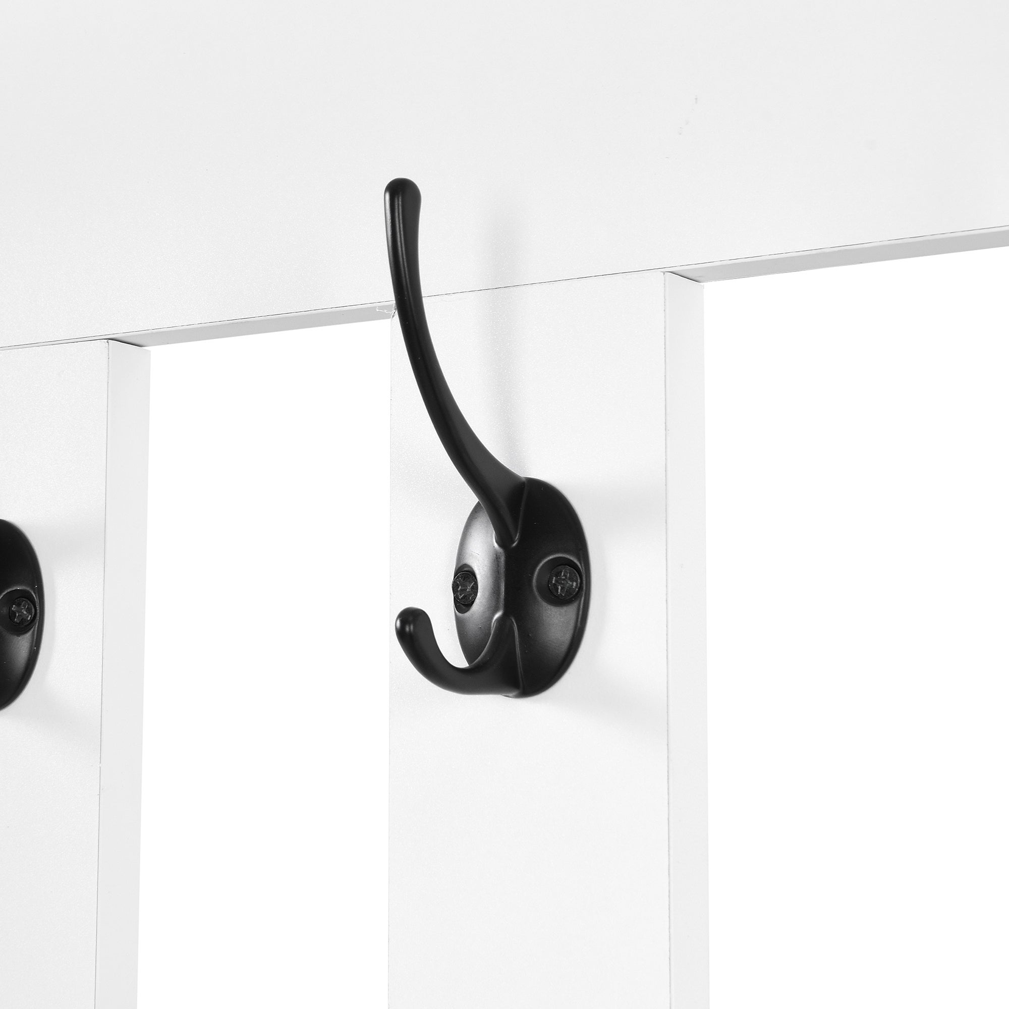 Vestiaire d'entrée multifonctionnel - avec porte-manteau et banc de rangement à chaussures - MDF - Blanc - 7