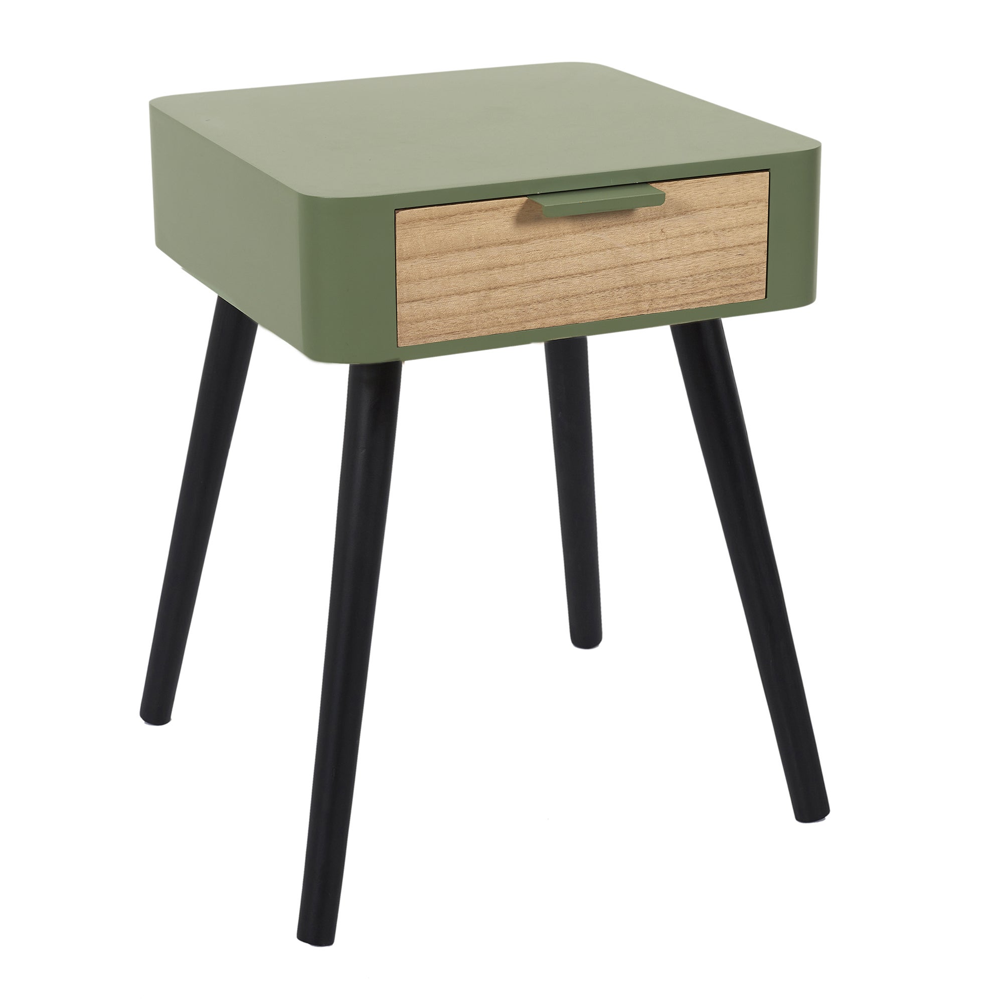 Table De Chevet - Home Deco Factory - Bicolore - Bois - Vert Et Noir - 3