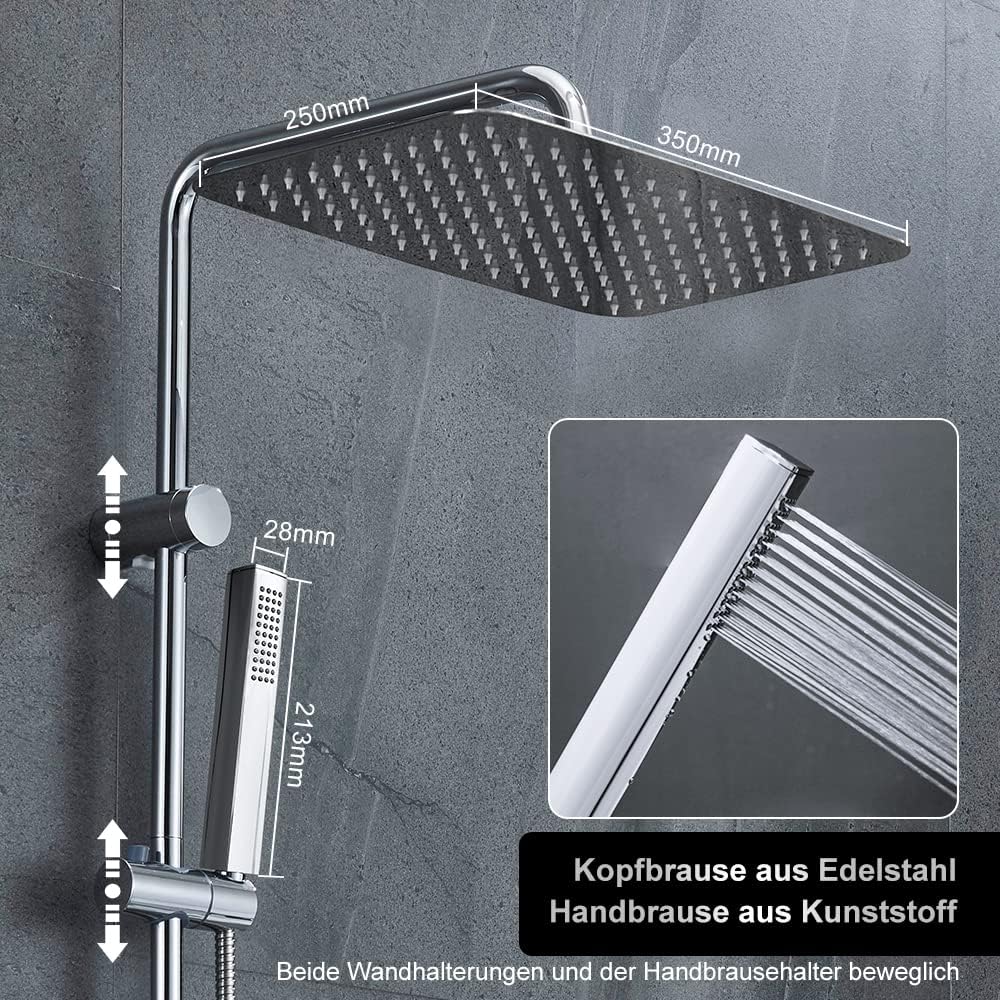 GRIFEMA Colonna Doccia Colonna Doccia Acciaio Inox Senza Miscelatore Fori Muro Regolabili Asta - 4
