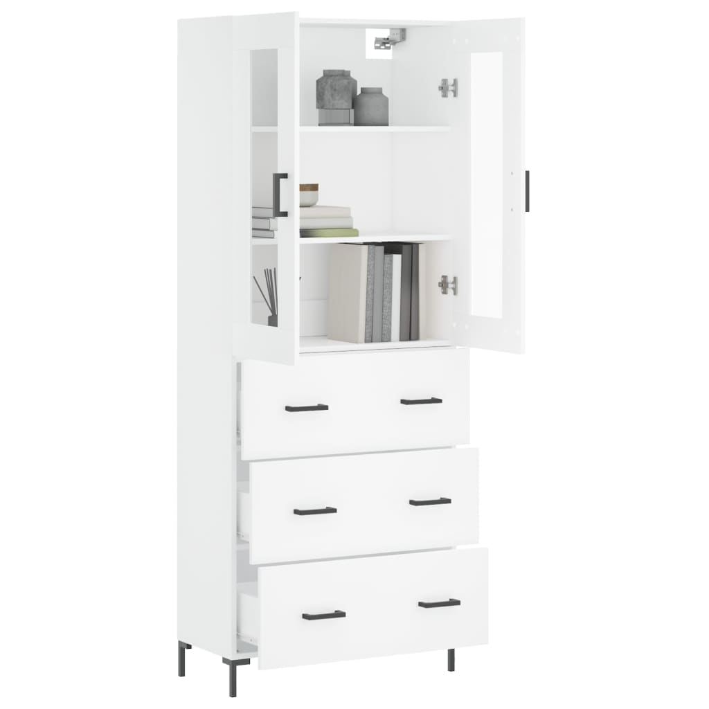 Buffet haut Blanc 69,5x34x180 cm Bois d'ingénierie - 3