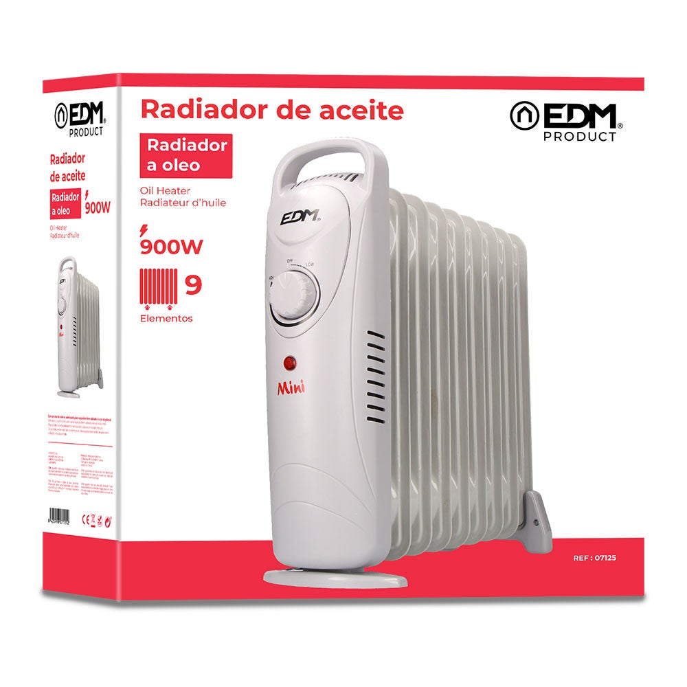 EDM ESTUFA RADIADOR ACEITE MINI 9 ELEMENTOS 900W. - 2