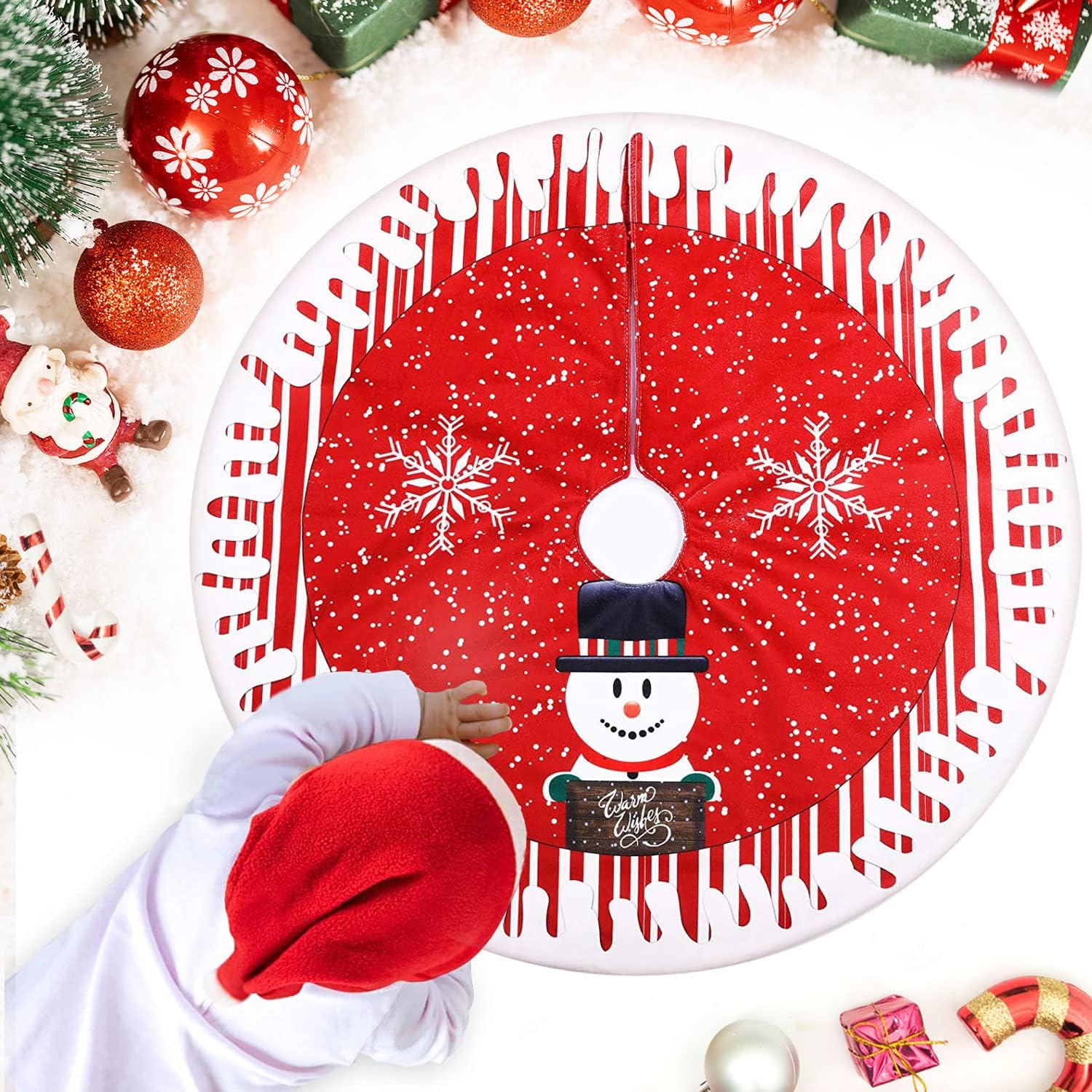 Morbuy Jupe De Sapin De Noël Rond, Couvre Pied Sapin De Noel, Jupe D