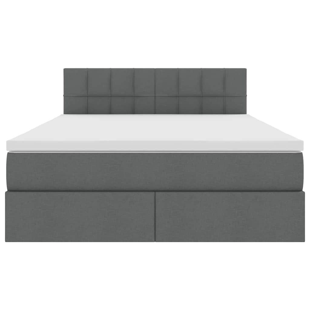 Lit avec rangement et matelas gris foncé 140 x 190 cm velours - 7