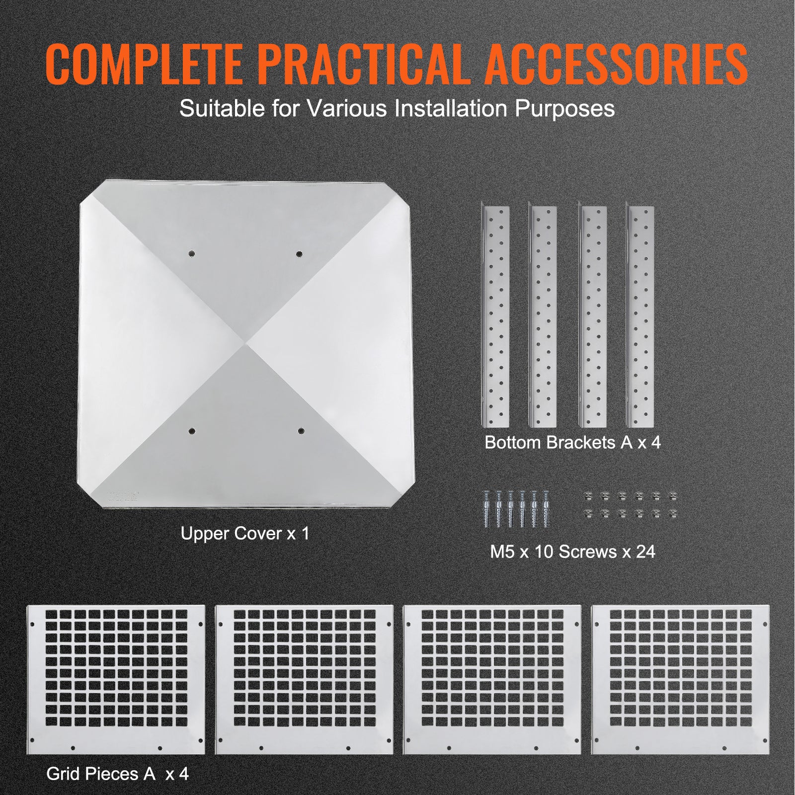 Chapeau de cheminée 304,8x304,8 mm, acier inox 304, accessoires durables, installation facile, pour conduits en maille, argent SucceBuy - 8