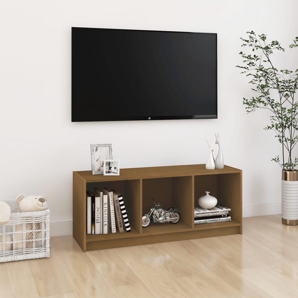 Meuble TV Marron miel 140x37x50 cm Bois de pin massif