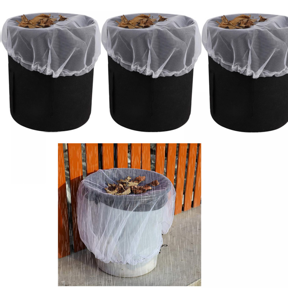 Zestaw 3 regulowanych siatek do zbierania wody deszczowej ze ściągaczami i osłonami na liście – średnica 95 cm, kolor biały