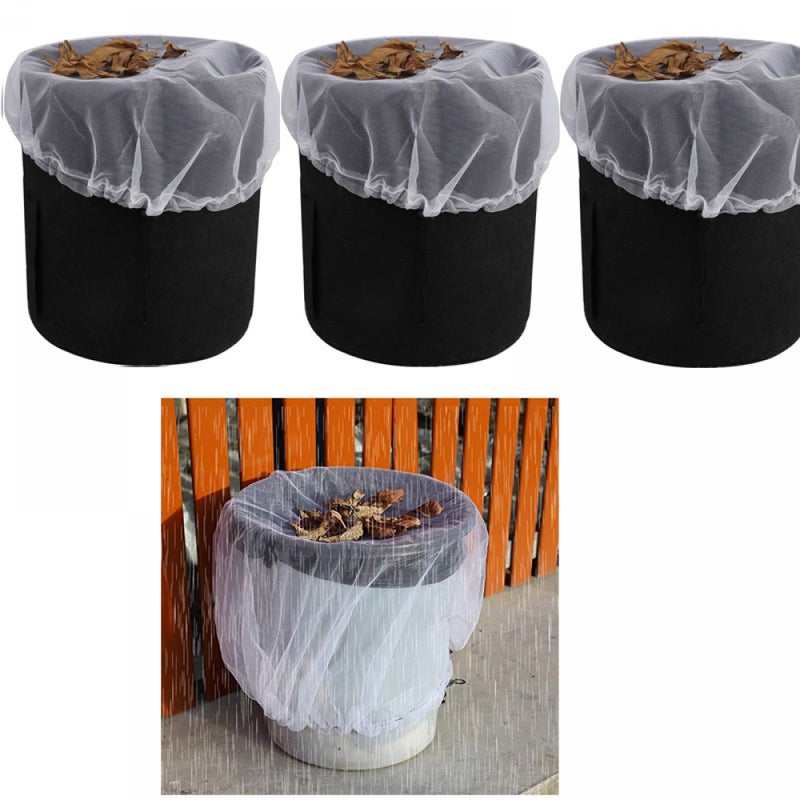 Zestaw 3 regulowanych siatek do zbierania wody deszczowej ze ściągaczami i osłonami na liście – średnica 95 cm, kolor biały