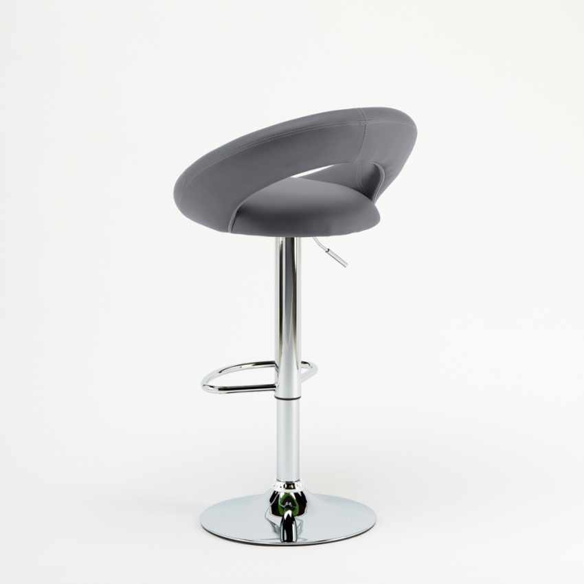 Tabouret de bar cuisine industriel pivotant réglable en hauteur repose-pieds Chicago - gris - 4