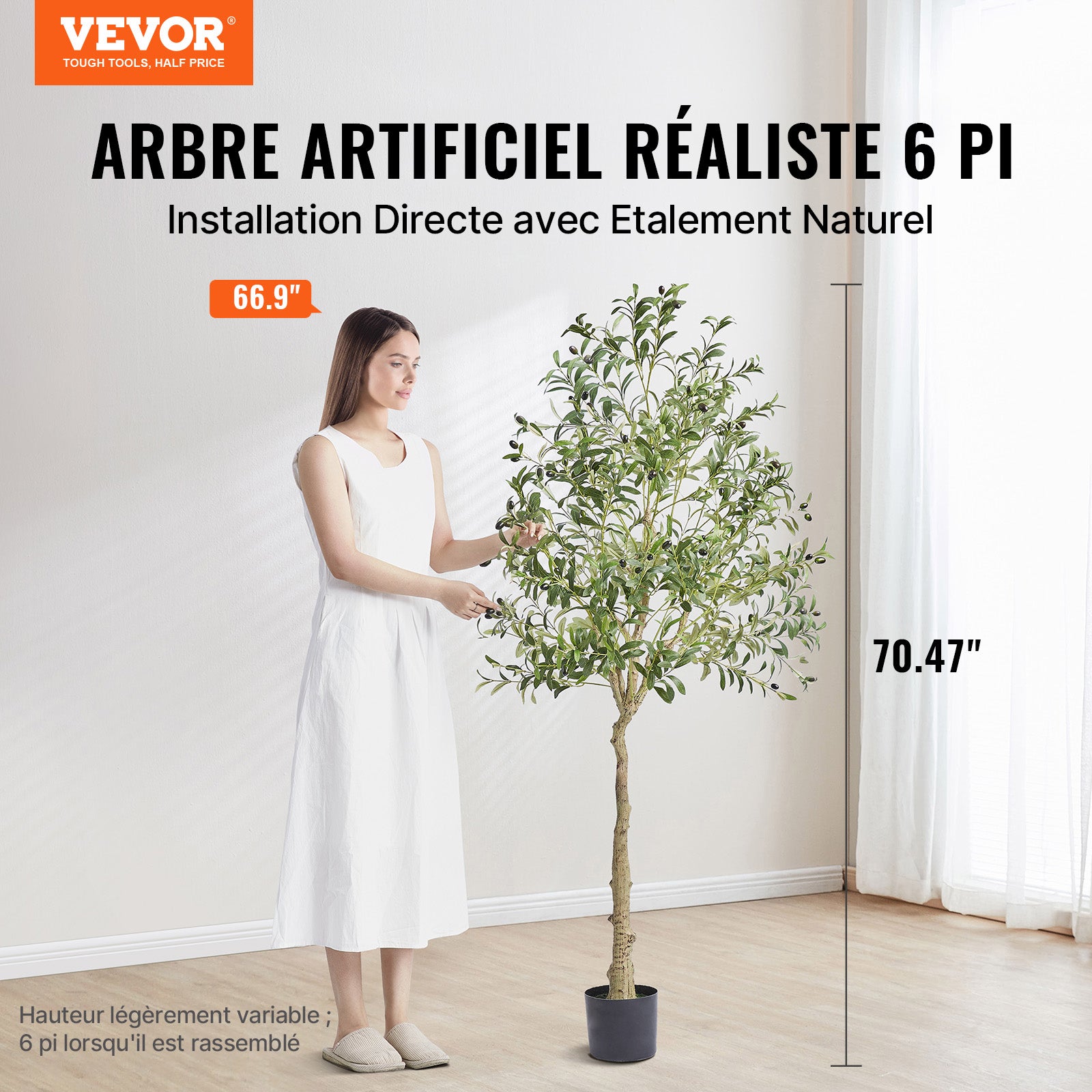 Albero Artificiale, 179 cm Alta Albero Olivo Pianta Finta Realistica Ulivo con Vaso Φ170x145 mm, PE di Alta Qualita e Protezione Antiribaltament VEVOR - 2