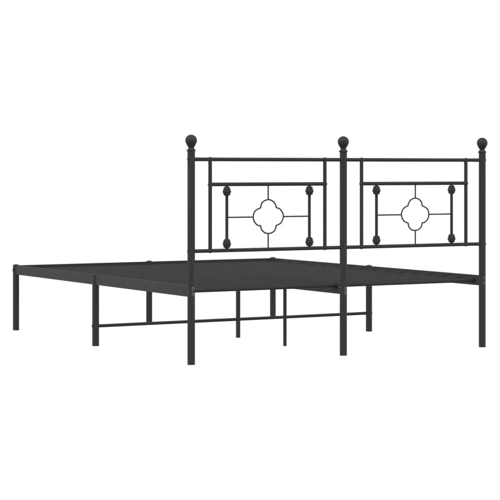 Estructura cama sin colchón con cabecero metal negro 160x200 cm vidaXL - 7