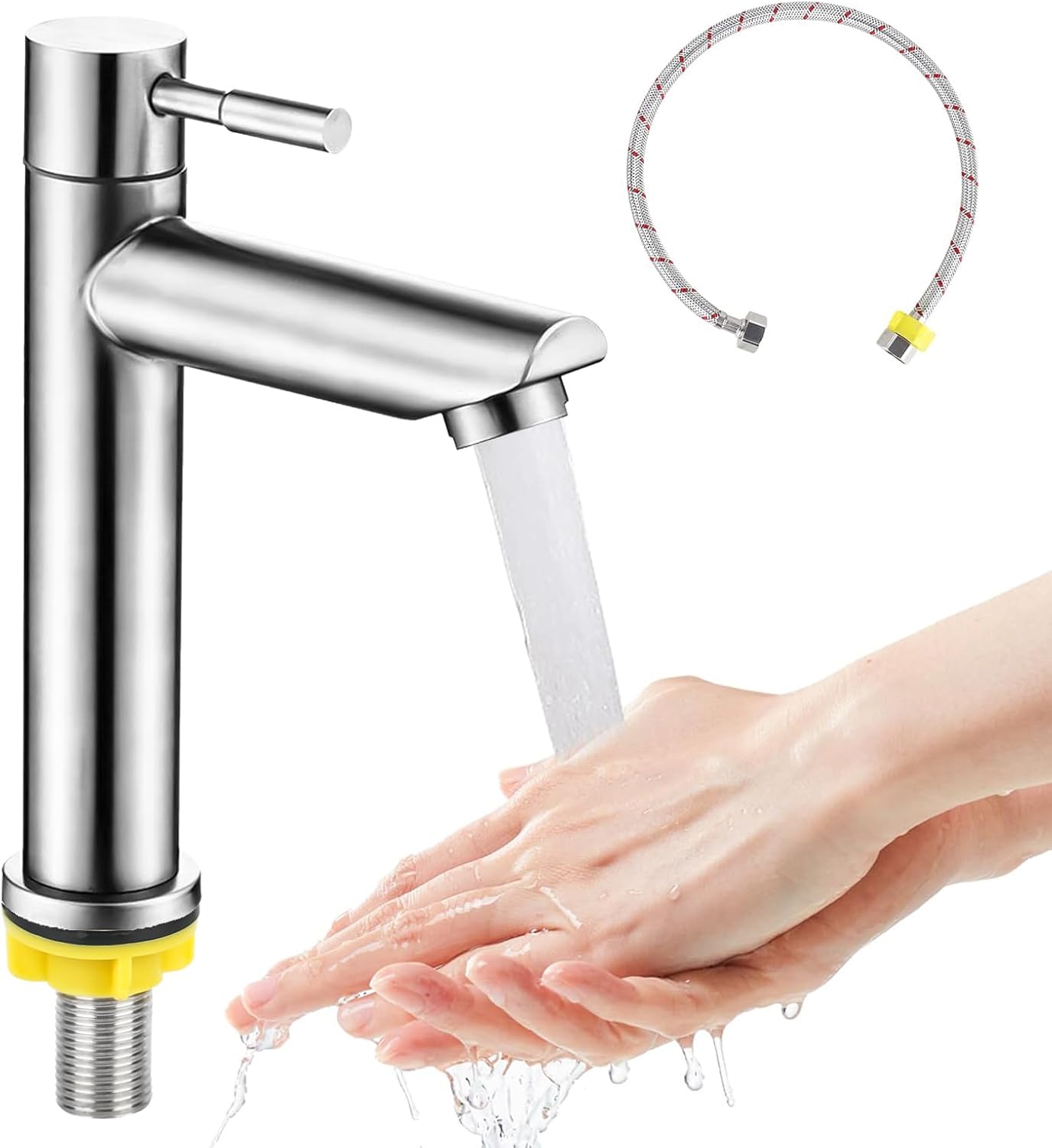 Rubinetto Acqua Fredda Per WC Ospiti – Mini Rubinetto Bagno In Acciaio Inox Con Tubo 60cm, Valvola In Ceramica, Facile Installazione - 2