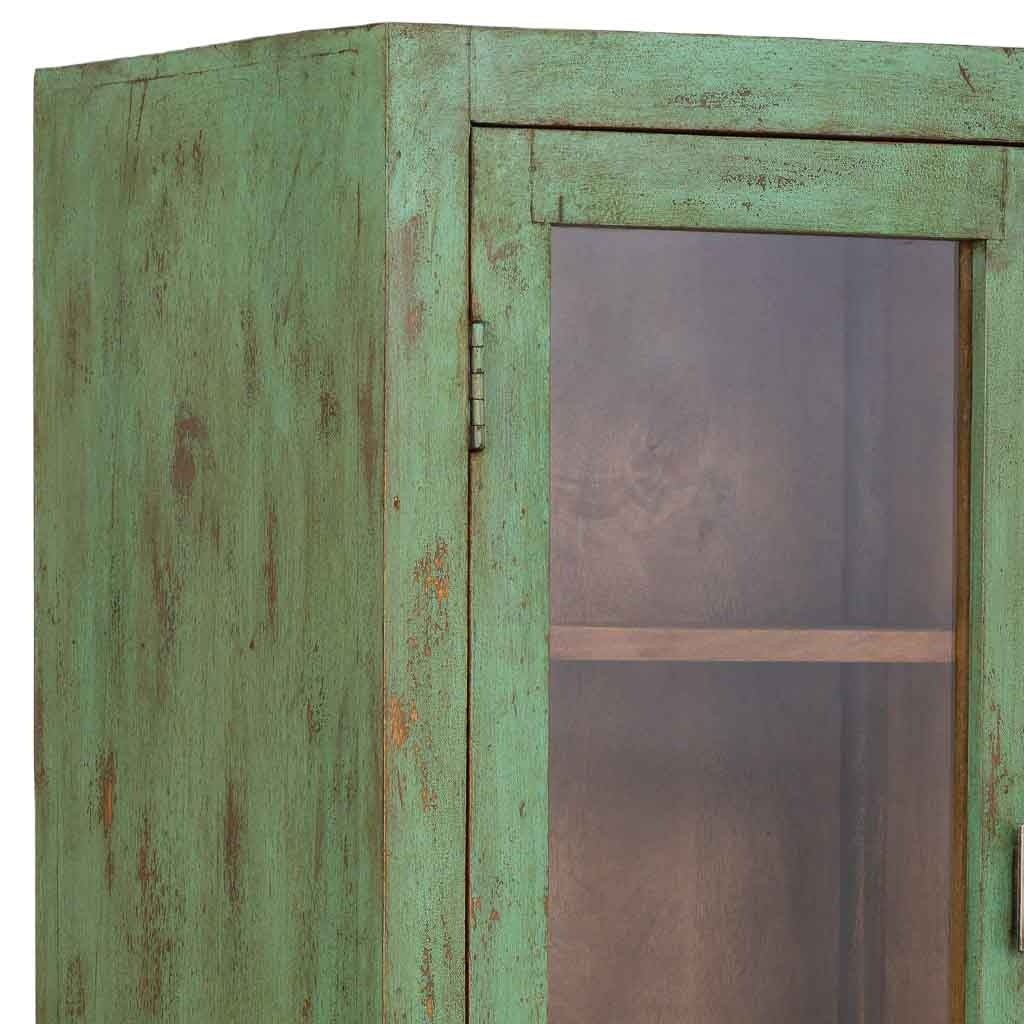 Vetrina in legno verde fatta a mano 85x40x180h cm - 8