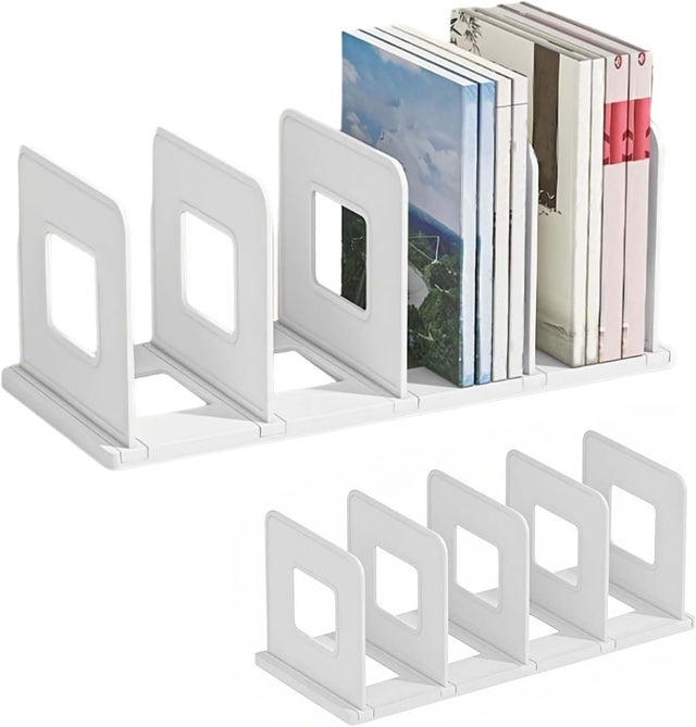 Réglable Presse Livre Serre,Trieur de fichiers de bureau,Classeur de bureau,Porte-revues,Rangement bureau(Blanc，35x15x14.5 cm)