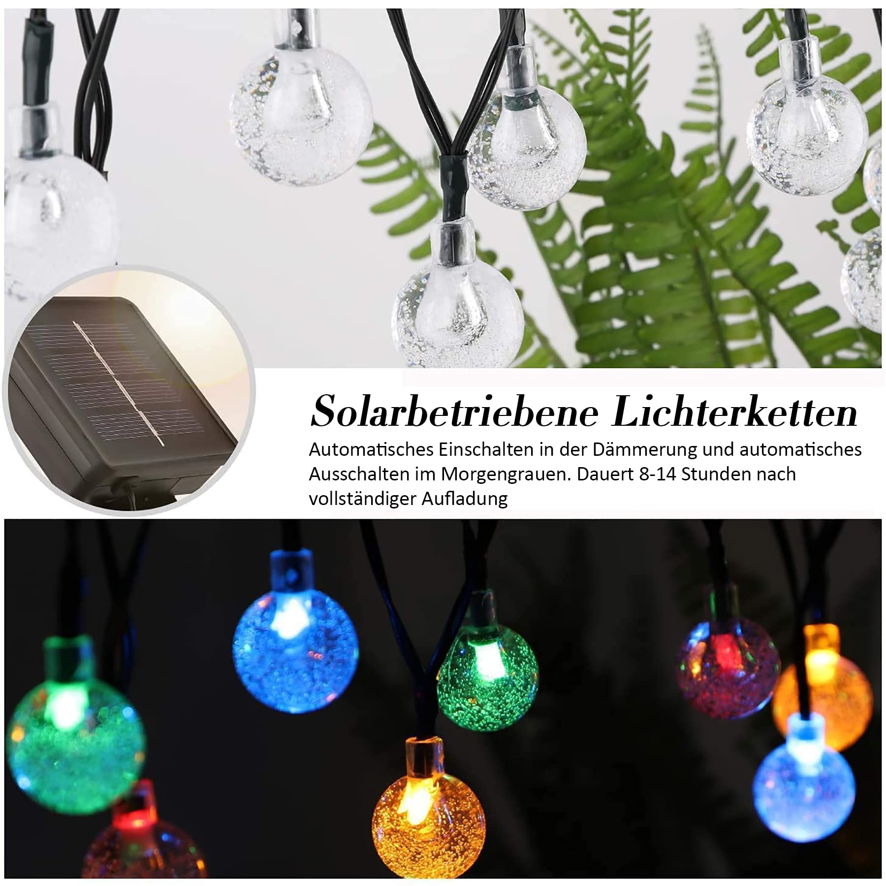 Guirlande Lumineuse Solaire Extérieure, 50 LED, 8 Modes Economie d'énergie et Protection de l'environnement, Intérieure et Extérieure, Pour Jardin - 4