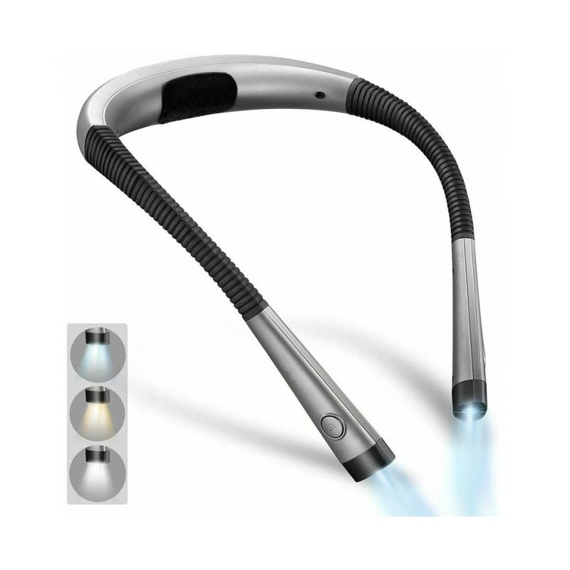 Akumulatorowa lampa do czytania na szyję, lampka nocna, 6 poziomów jasności, składane ramię lampy, idealna do czytania, robienia na drutach