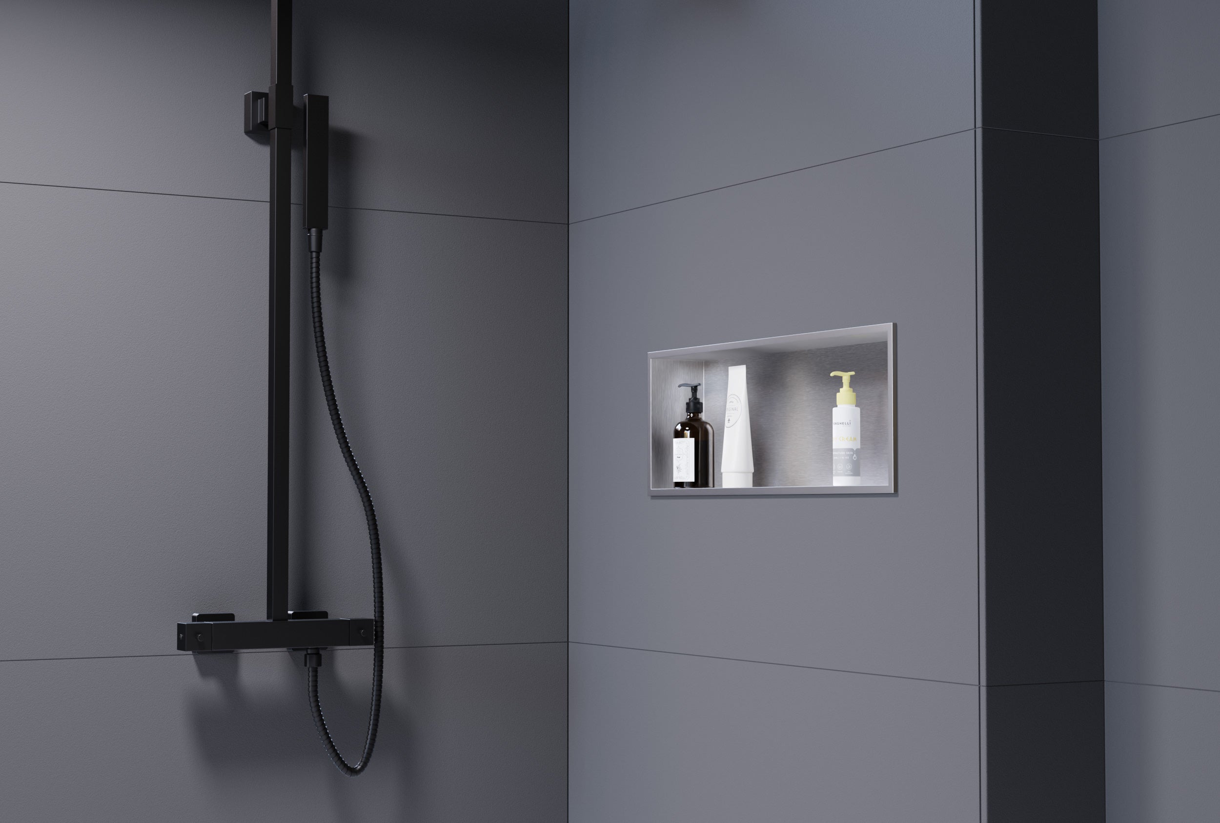 Nicchia Da Doccia A Incasso In Acciaio Inox | 30x30 Cm | Spessore 8,3 Cm | Per Shampoo E Accessori Bagno