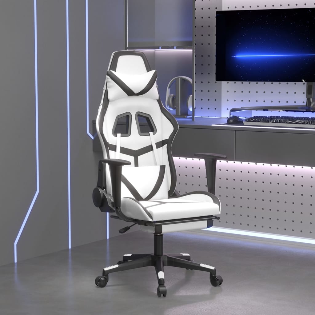 Chaise De Bureau En Cuir Avec Appuie-tête Et Coussin Lombaire De Massage