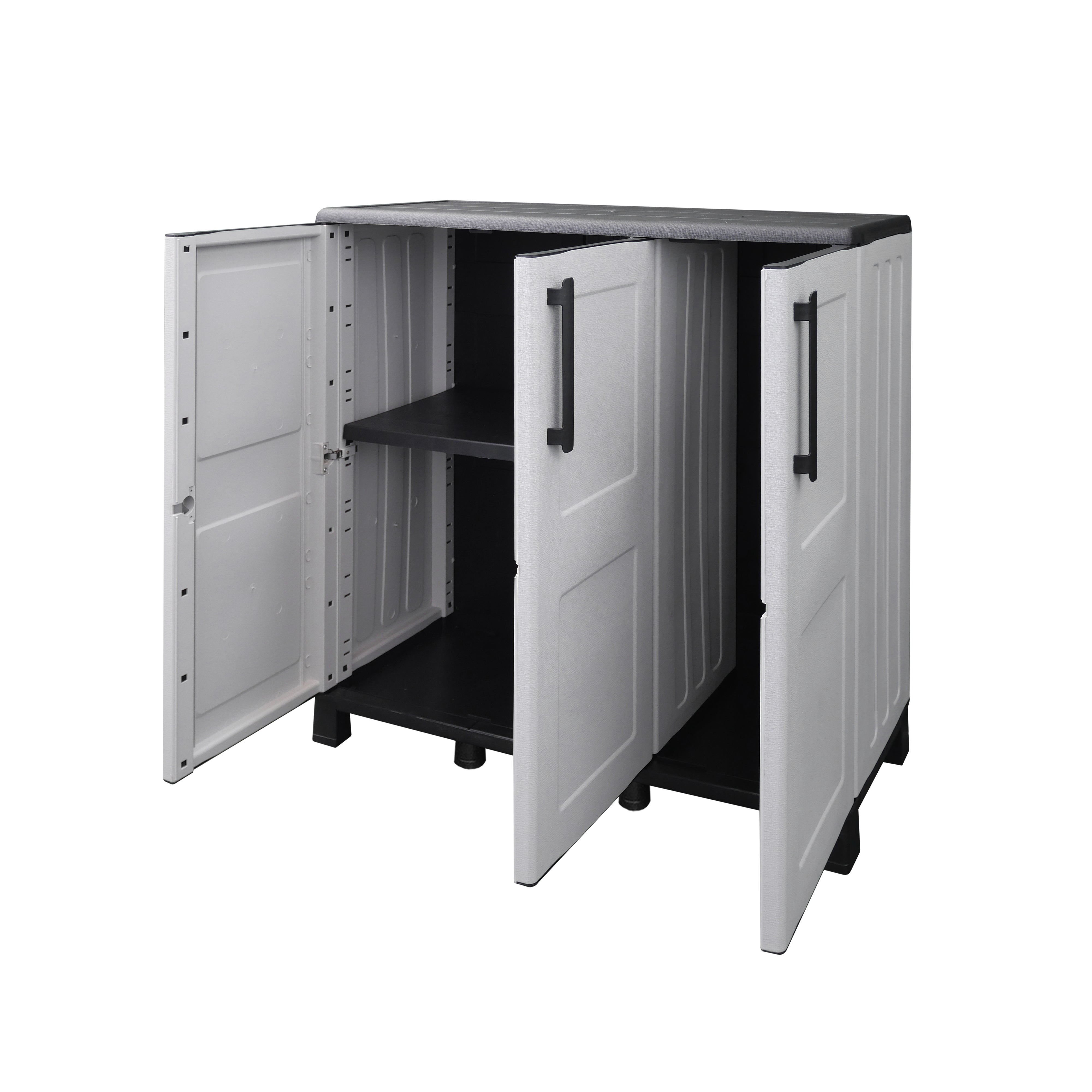 armadio di media altezza in polipropilene, materiale sostenibile, riciclabile ed ecologico, è dotato di cerniere in acciaio, ripiani regolabili e - 2