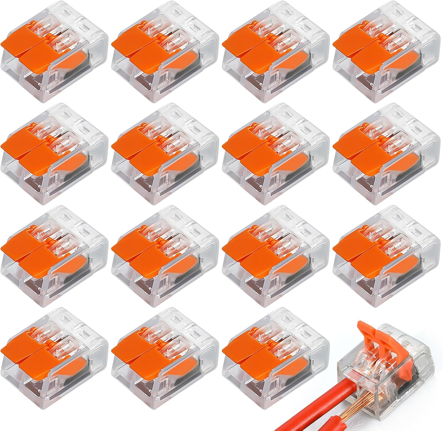 15-częściowe złącza elektryczne, 2-drożne automatyczne zaciski przyłączeniowe, szybkozłącze, złączka elektryczna, zaciskane końcówki elektryczne