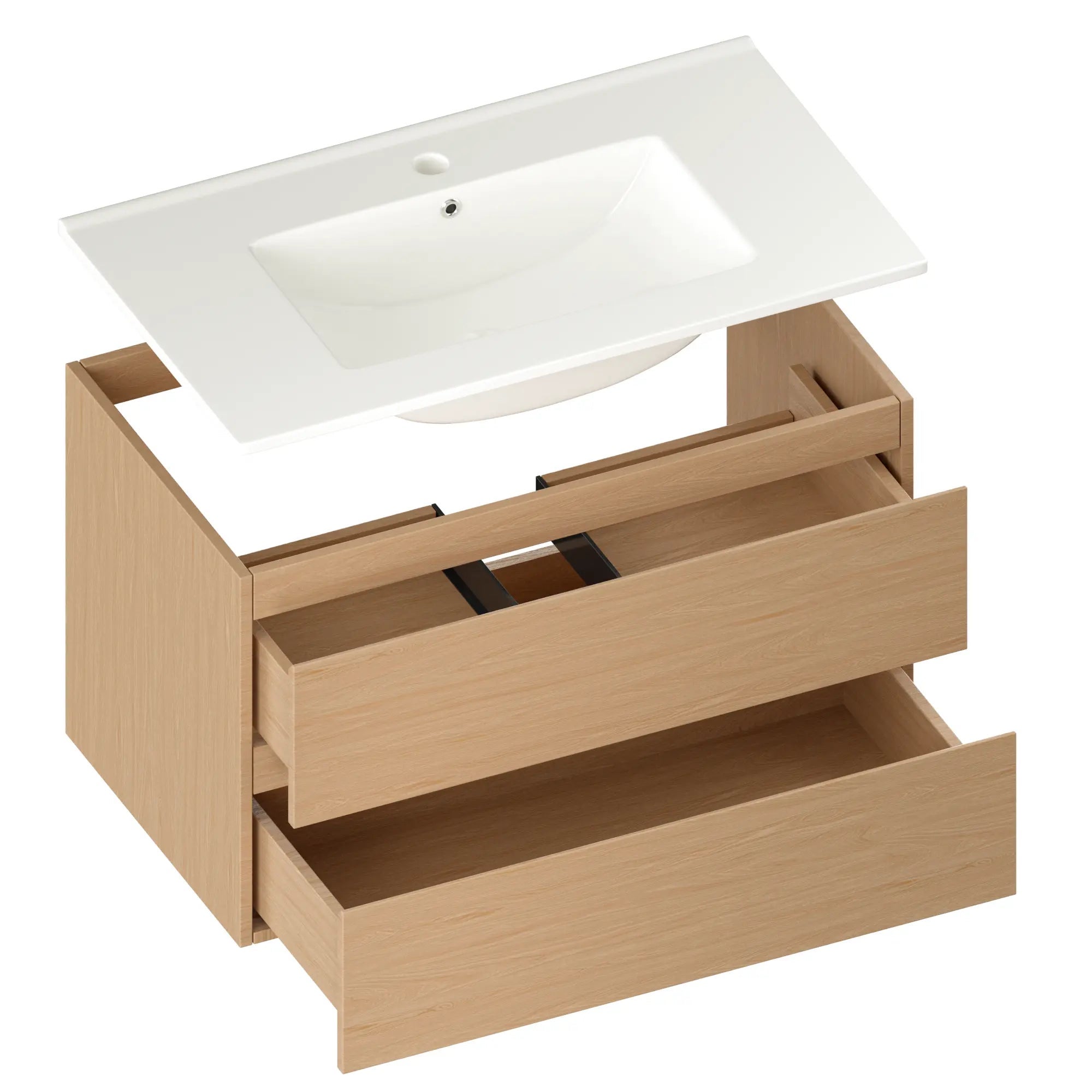 Mirlux Meuble vasque Mirlux Luma - 80 cm - Chêne clair - Vasque blanche - 5