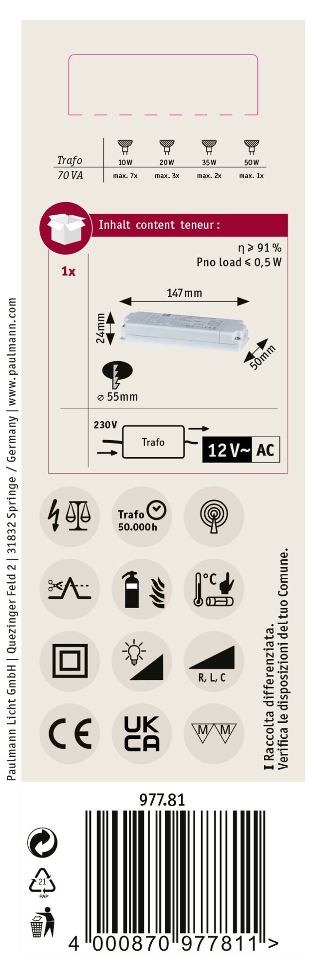 2 x Alimentation électronique / transfo DELUCE 12v 60va halogéne / led