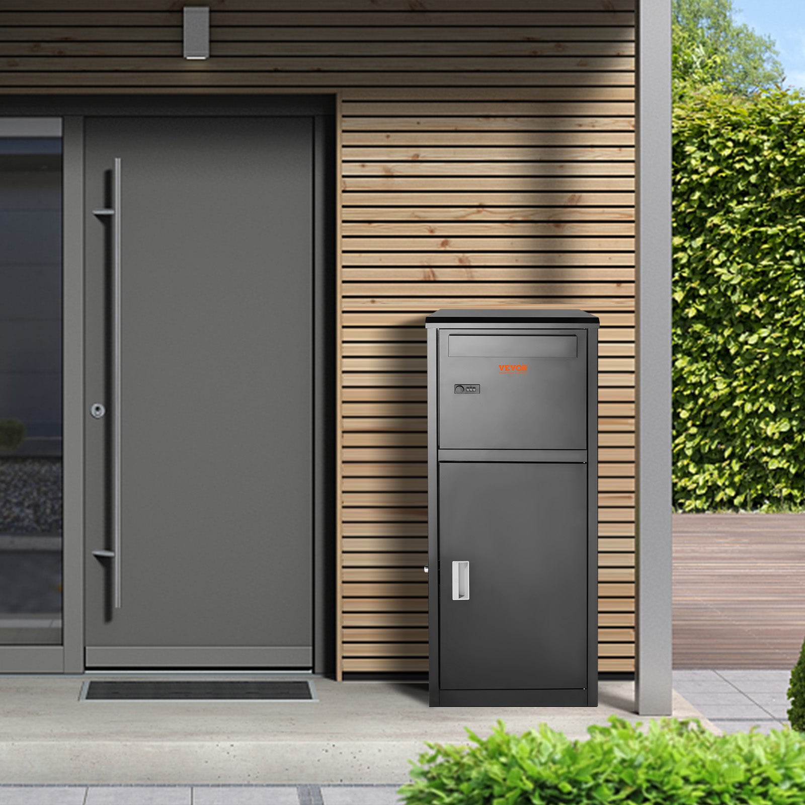 Boîte à Colis VEVOR 41,2x40,1x110,5cm Boîte aux Lettres Acier Galvanisé Verrouillable Code Autoportante Montage Sol Déflecteur Antivol Étanche IPX3 - 8