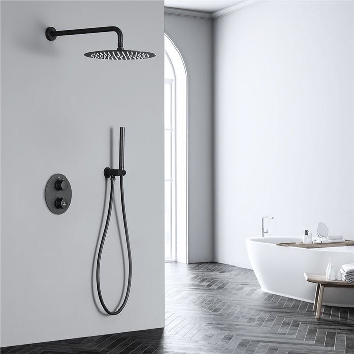 Encastré Ensemble de Douche Thermostatique Colonne de Douche Noir Système de douche Corps en Laiton HOMELODY - 4