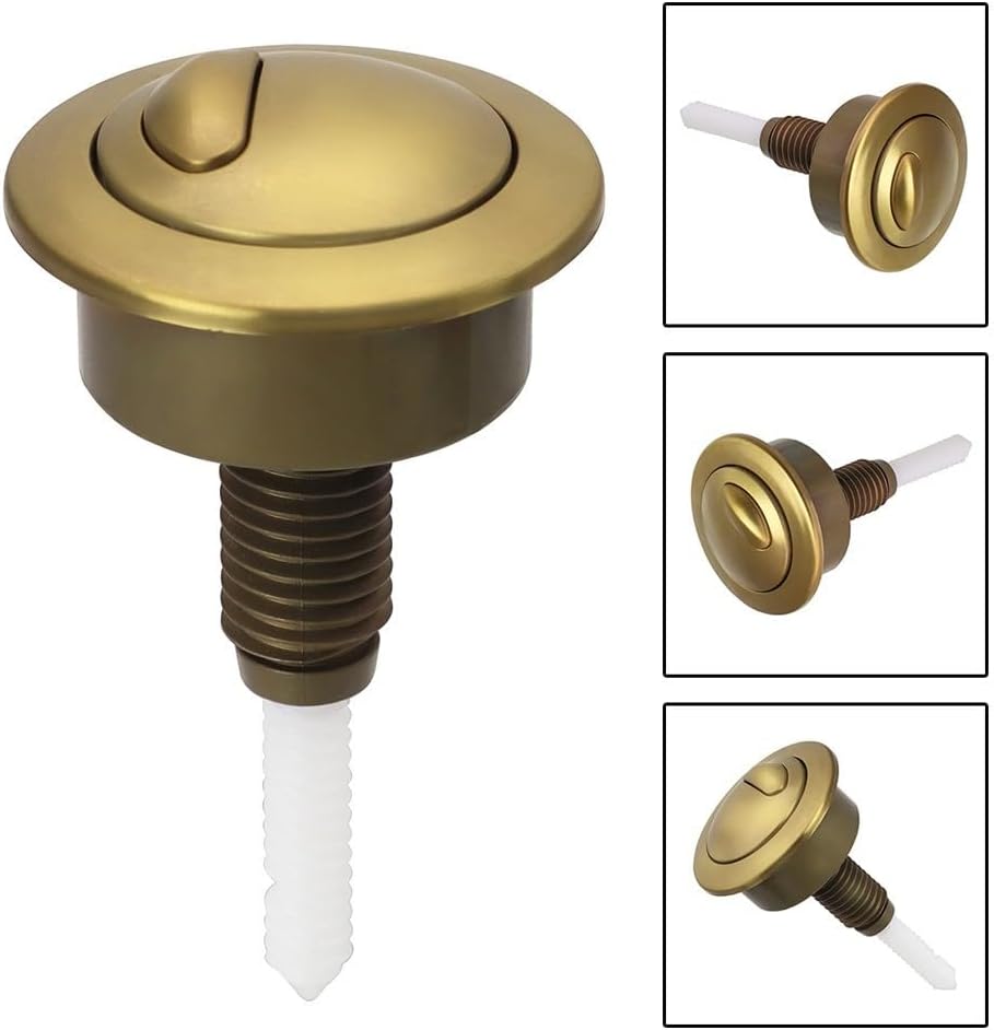 Bouton Poussoir Chasse d'Eau Doré Brossé – Remplacement pour Réservoir WC Twyford Optima 49 - 5