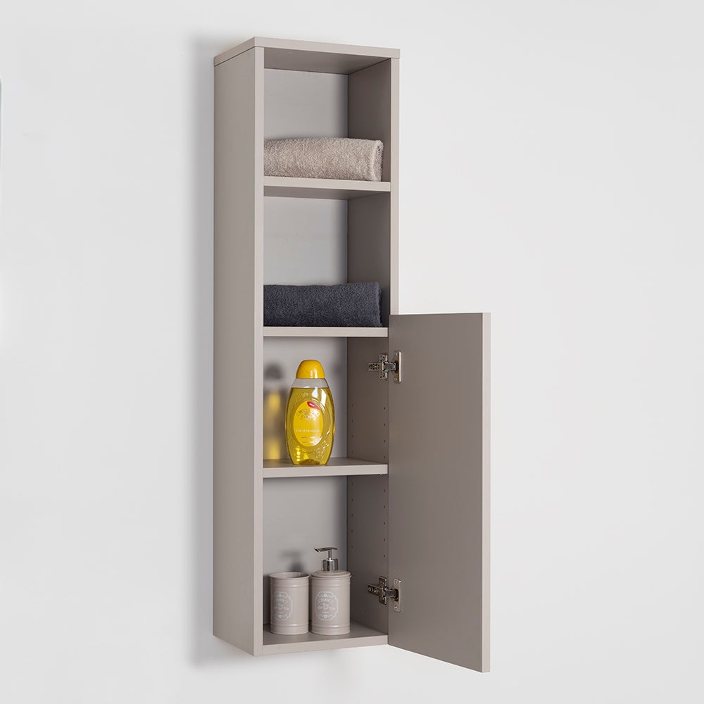 Meuble de salle de bains 30x25 en finition Tortora Pastello avec étagères, à faible encombrement - 3