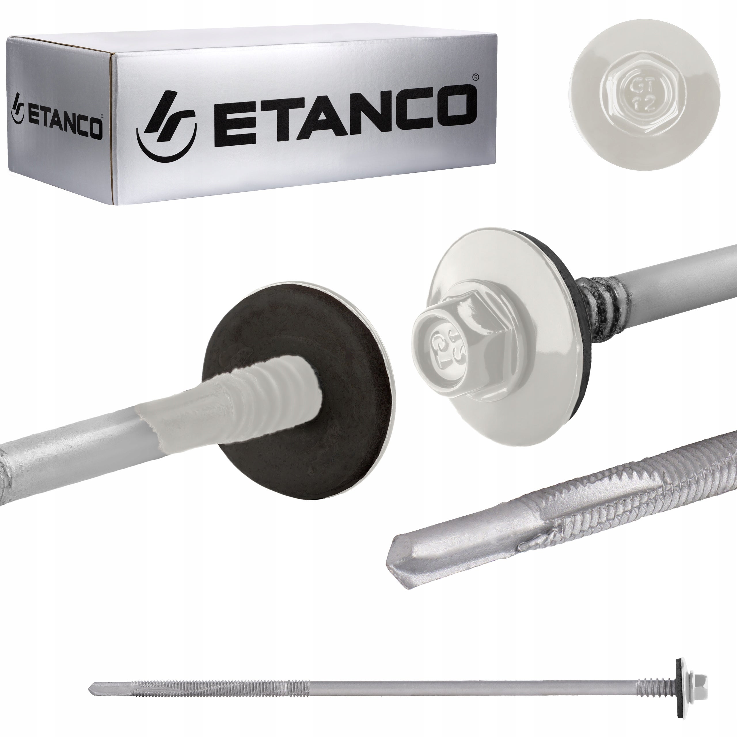 Wkręty do płyt warstwowych Etanco GTR12 SP A19 5,5/6,3x200mm RAL 9010 100szt