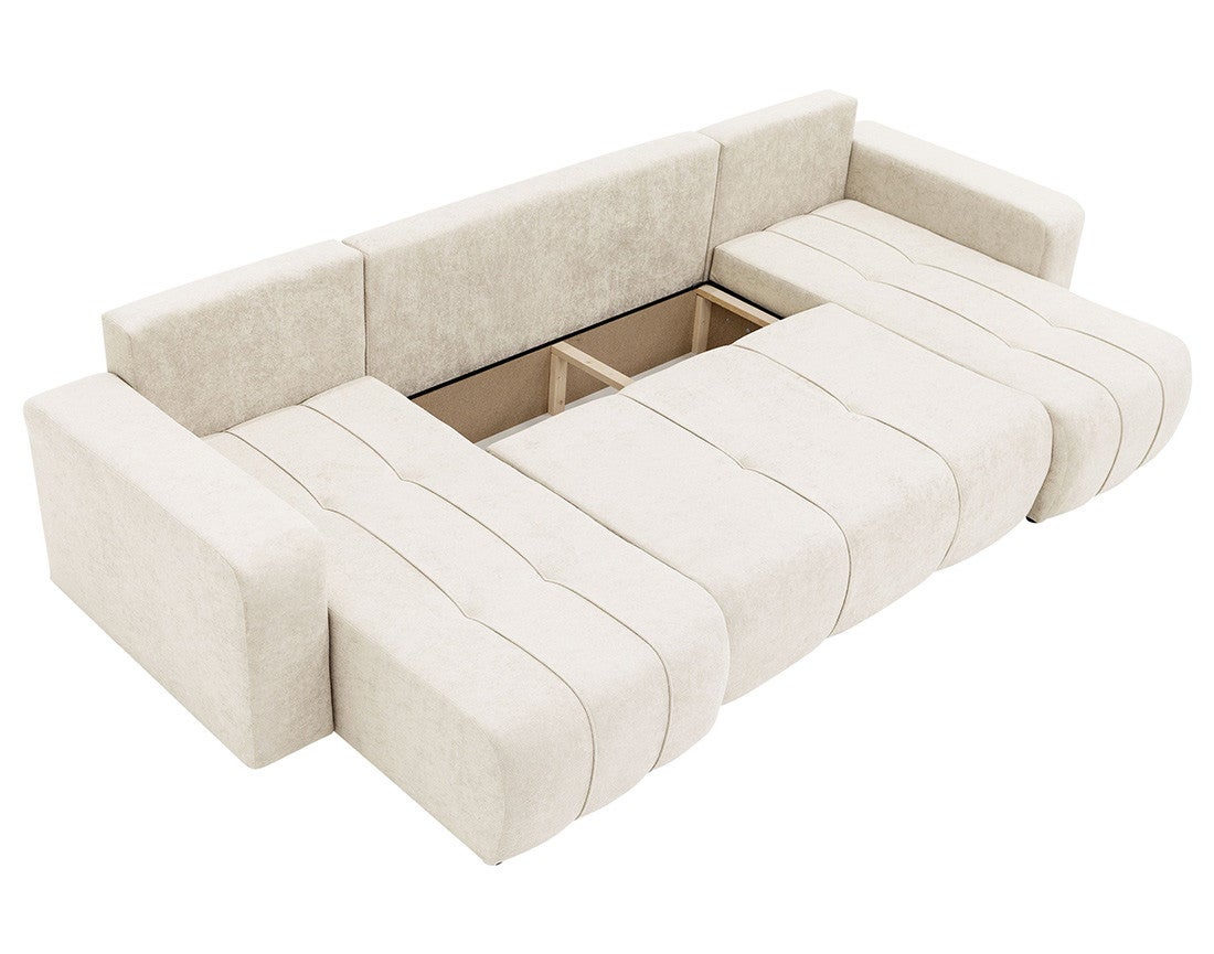 Canapé panoramique 7 places En U en Tissu Beige - NICOLE - Best Mobilier - 4