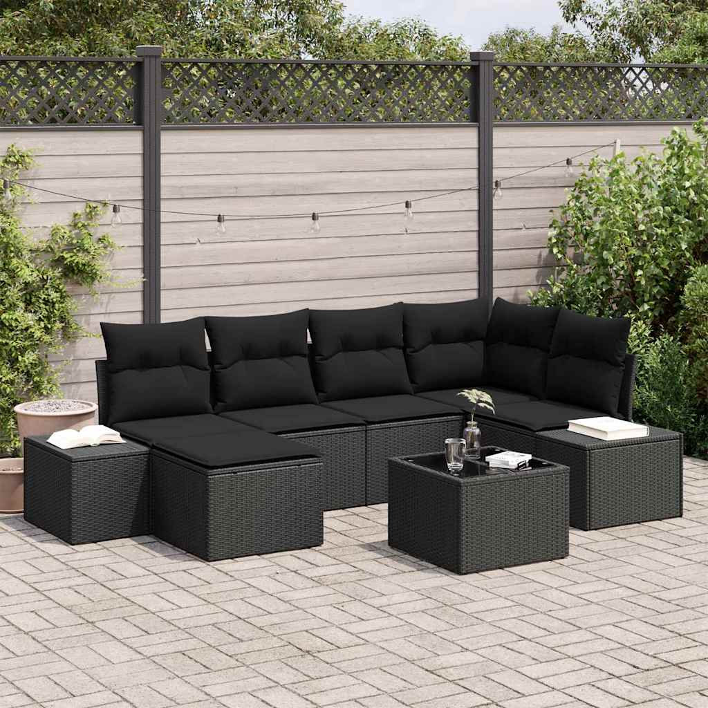 Zestaw Sof na Ogród z poduszką 6 pcs Czarny polirattan vidaXL