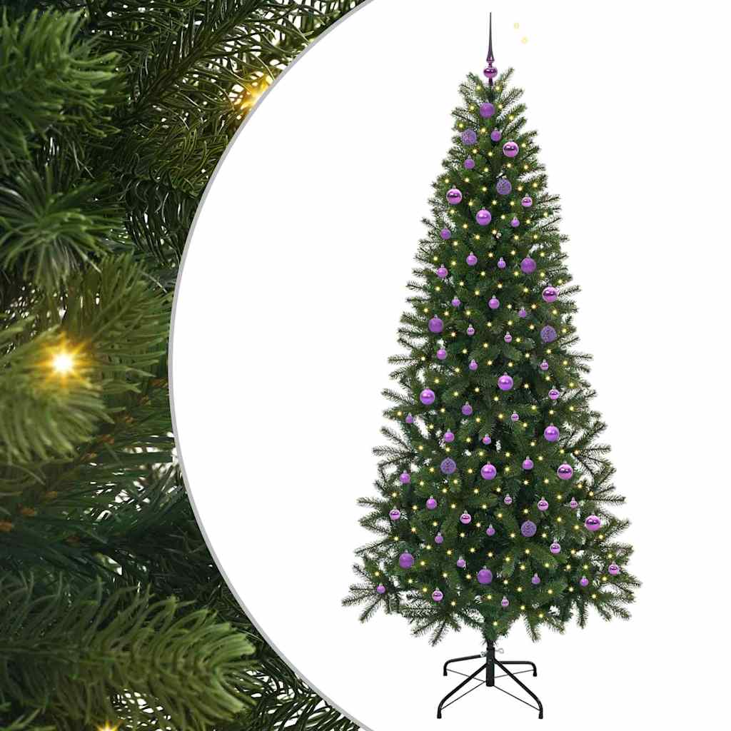 Sztuczna choinka z 300 diodami LED Zielony 240 cm PE i PVC