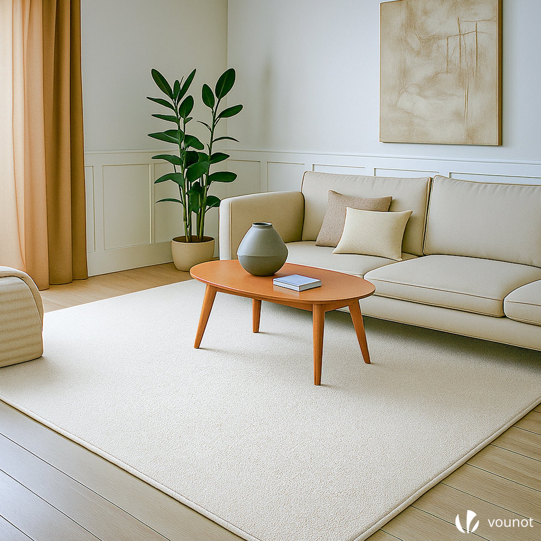 VOUNOT® Alfombra Moderna para Salón 240x340 cm, Crema - 7