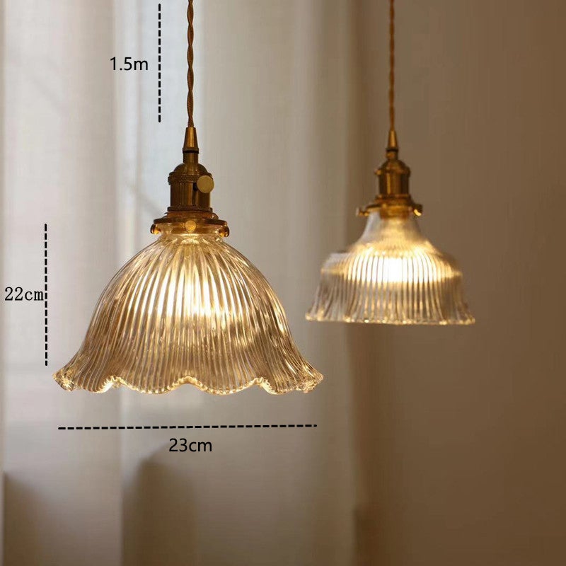 Minimalistyczna lampa wisząca do sypialni, żyrandol ze szkła vintage, 23 x 22 cm, przezroczysta, 220 V, oprawka E27 (brak w zestawie), podstawa 12 cm - 2