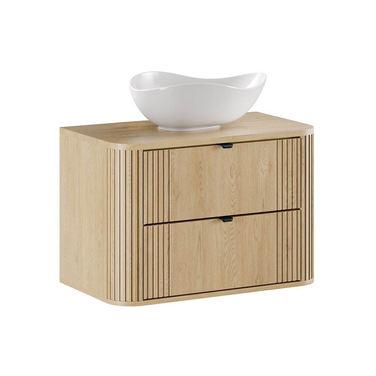 Szafka pod umywalkę OVALIA CREMONA 2S 80cm dąb cremona z umywalką nablatową CLOUD