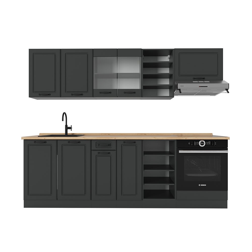 Vicco Zabudowa kuchenna R-Line, Antracytowy dom wiejski/antracyt, 240 cm , BP Dąb
