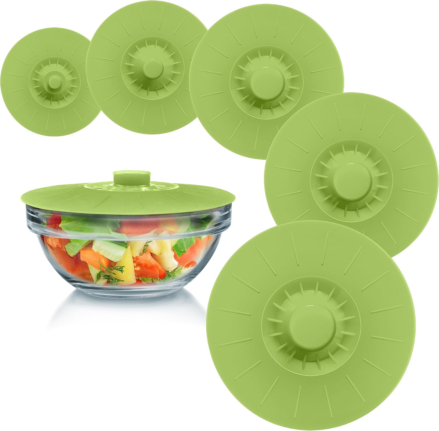 Archer Lot de 5 couvercles à ventouse en silicone hermétiques pour aliments et bols - Comprend Archer Lot de 5 couvercles à ventouse en silicone hermétiques pour aliments et bols - Comprend