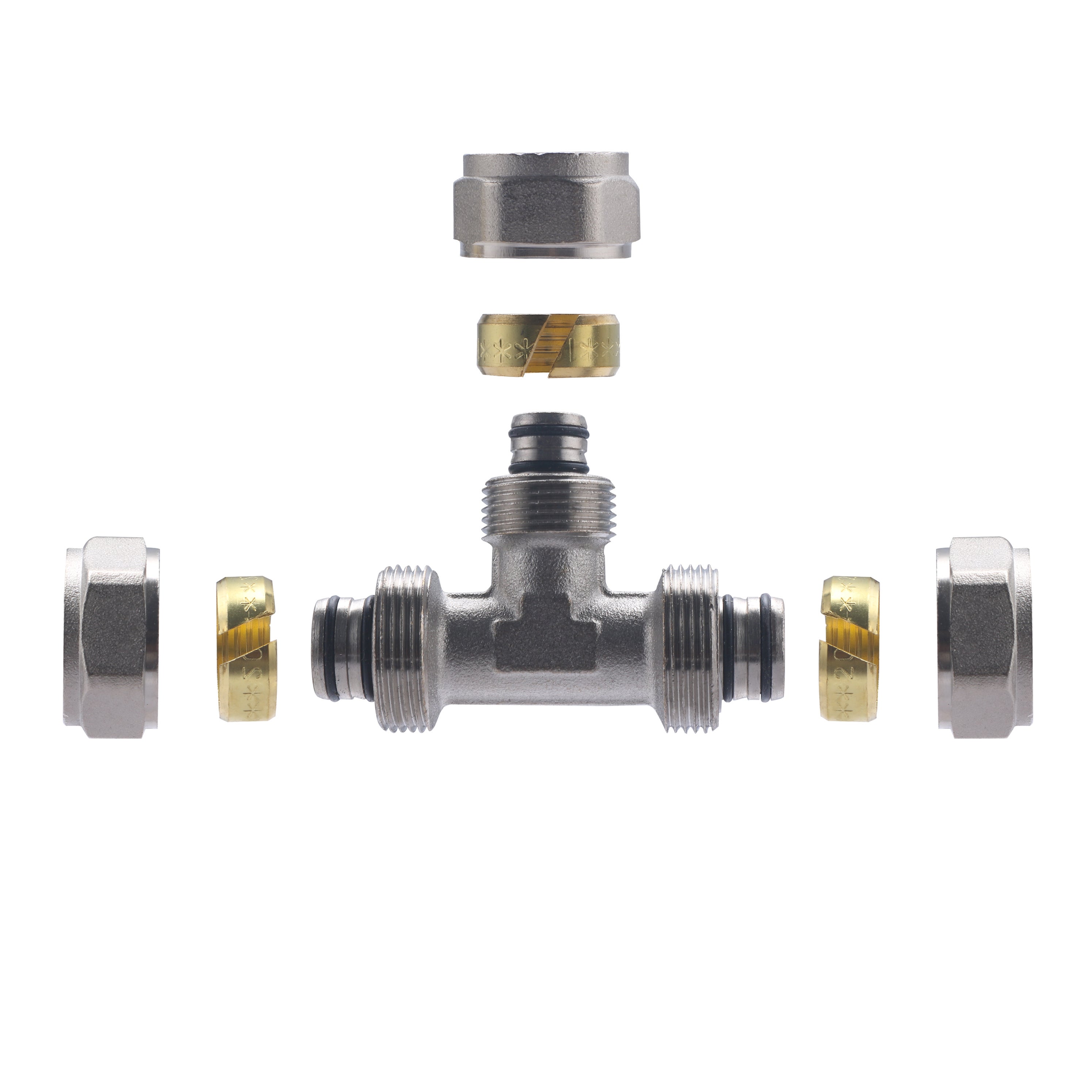 Raccord Multicouche à Compression (à Visser) Té Réduit Ø20 - Ø16 - Ø20 NOYON & THIEBAULT - 5