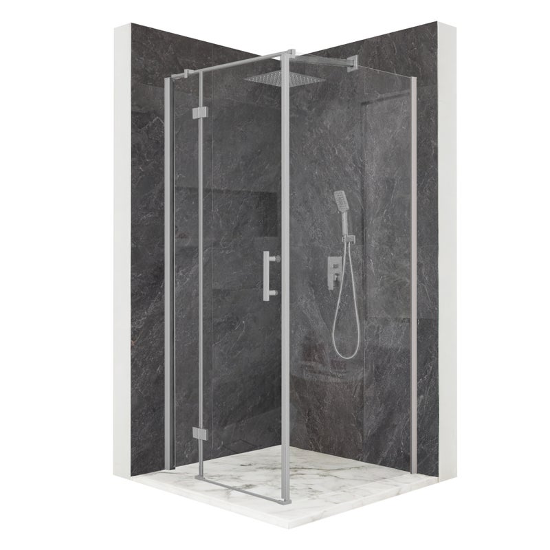 Kabina prysznicowa kwadratowa drzwi uchylne srebrna 70x70cm szkło 6mm + powłoka