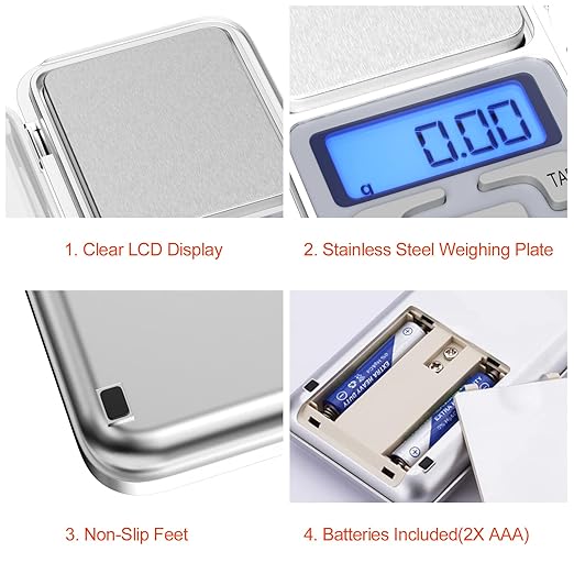 Balances de Cuisine Precision, 0.01g-500g, Mini Balances Alimentaire Multifonctionnelles avec Affichage Led et Fonction Tare, Balance Electronique Pou - 5