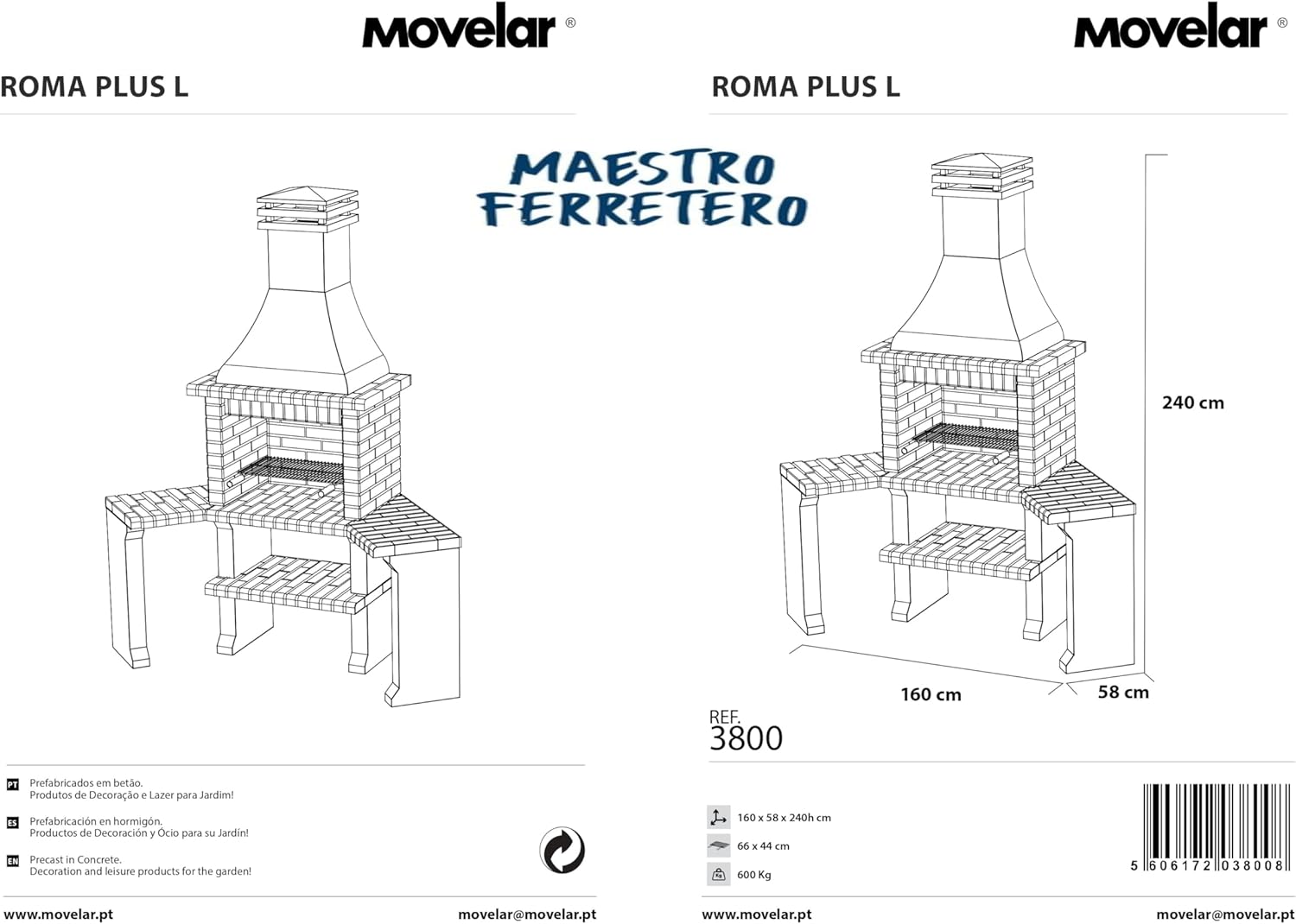 Barbecue Roma 2 side tables corner - 3