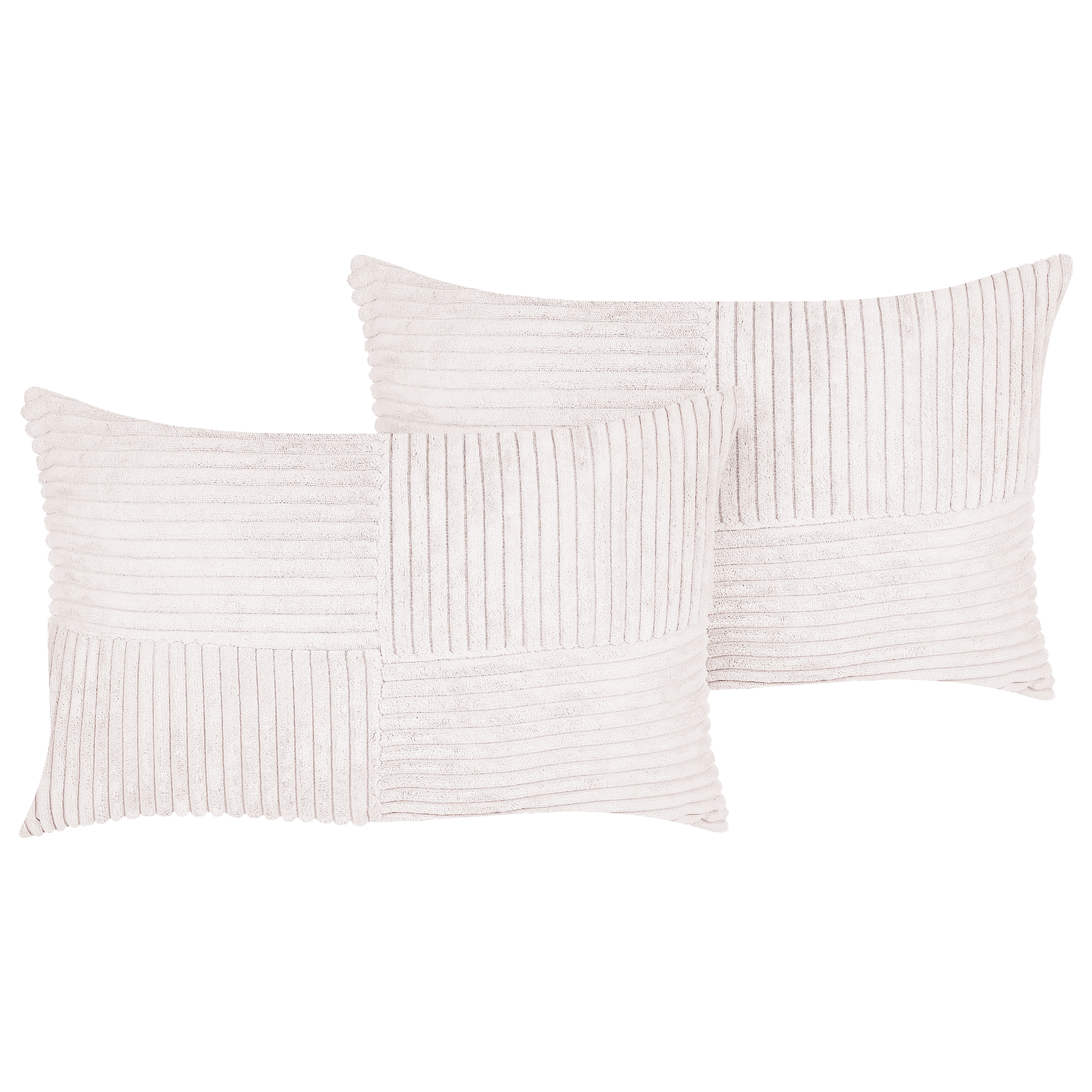 Beliani conjunto de 2 cojines decorativos millet pana 30 x 50 cm blanco crema patrón geométrico