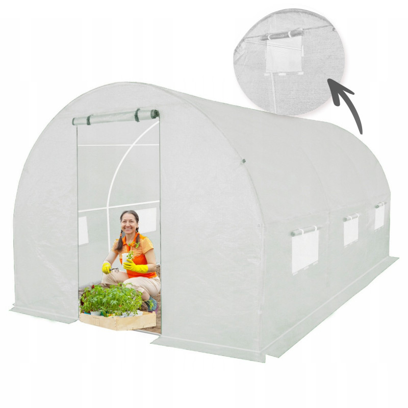 Tunel ogrodowy 4iQ Group 2x3,5m Biały Folia UV 25mm dodatkowe okno