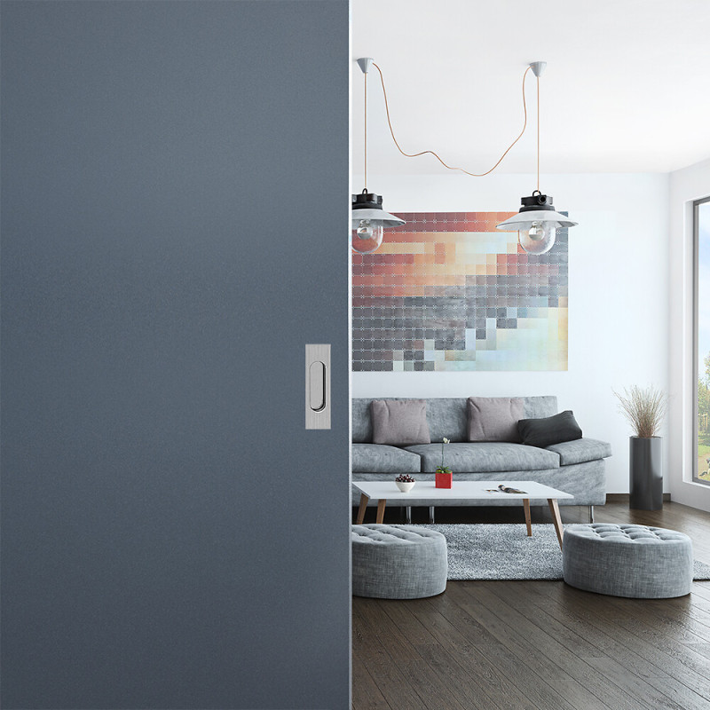 Lot de 2 poignées à encastrer rectangulaires, acier finition satiné - 2