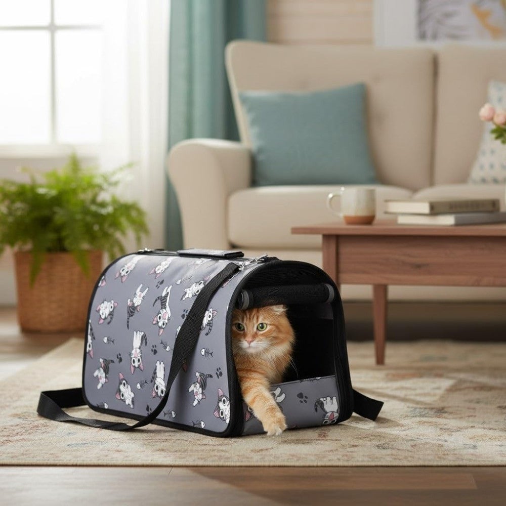 Bolsa de transporte para animais de estimação, ideal para gatos e coelhos. Fecho flexível com fecho de correr. Dimensões: 45 x 27 x 20 cm. - 4
