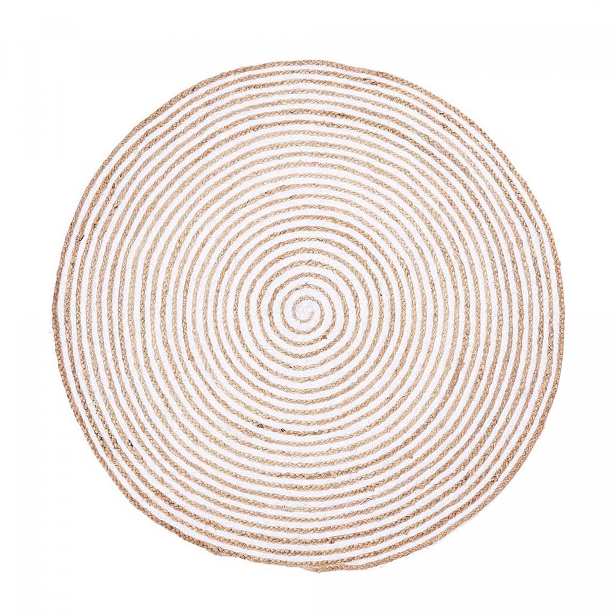 Tapis Jute Rond CarpetFine 60x60 Cm | Tapis Naturel Boho Bleu - Tissé Main Pour Salon Chambre